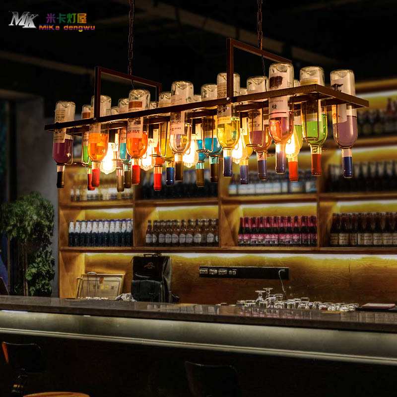 酒瓶吊灯美式复古创意个咖酒吧餐馆咖啡厅饭店装饰灯吧台吊灯