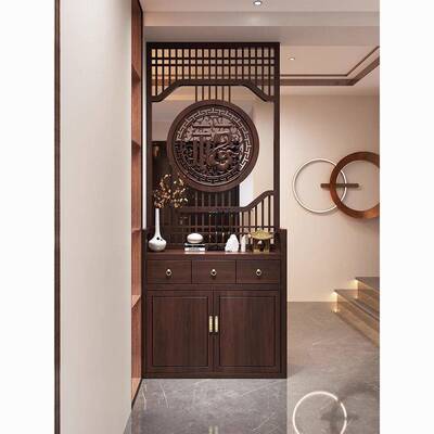 新中式实隔木客厅断屏柜DDO入户玄关遮挡新一体鞋款柜现代风新款