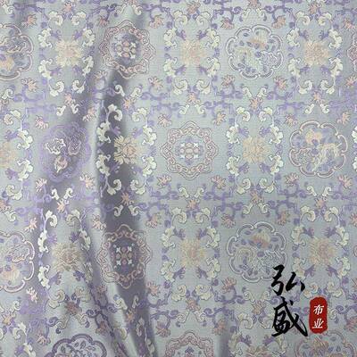 锦UVA真丝花国风面锦料新中式宋织唐团纹提布料