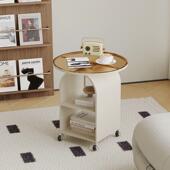 可移动圆形发几076客厅沙边桌小茶几小卧边室床头铁艺玻璃带轮小