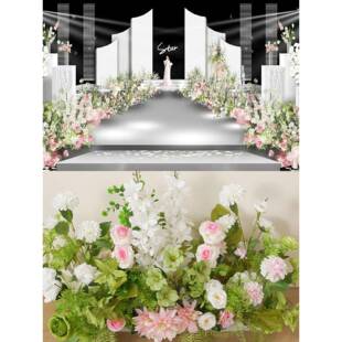 婚庆排花路引花台婚礼现场布60198602置花条婚庆装饰路排引花花艺