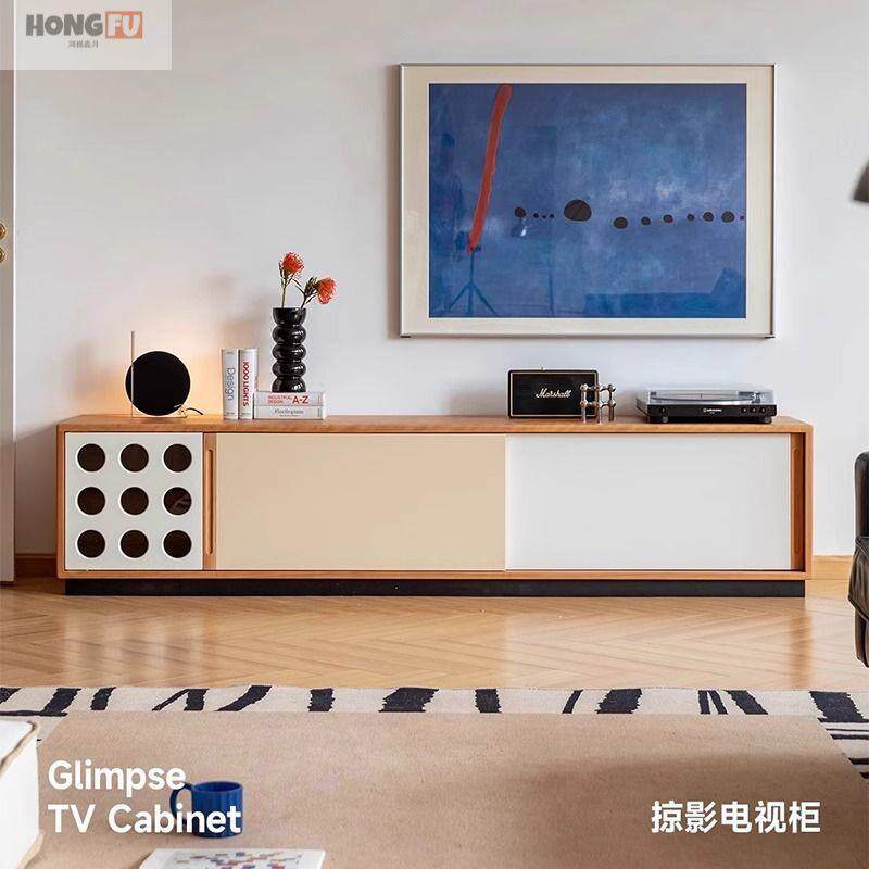 20YEB6新款实木电古视柜中古风小户型客厅电视剧2复落柜地收纳储