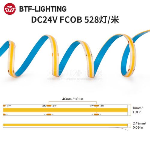 12V柔性FCOB灯带无暗区Ra90自粘防水软灯条24V橱柜酒柜线形灯