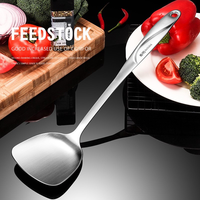 加厚304不锈钢锅铲炒菜铁铲子煎铲汤勺漏勺厨具套装全套家用娜幽
