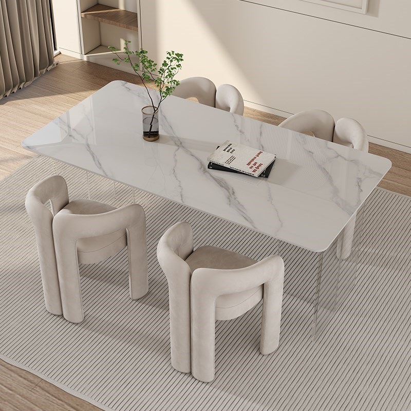 网红新款亚克力餐桌透明办公桌奶油风轻奢设计师家用悬浮现代简约