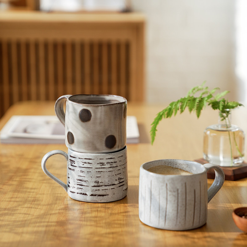 中古复古杯子拿铁咖啡杯办公室陶瓷水杯创意设计感小众马克杯ins