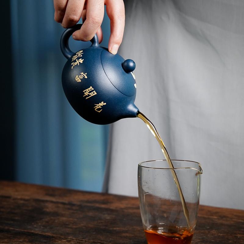 宜兴紫砂壶 牡丹西施茶壶名家纯手工原矿青泥家用泡茶壶茶具泥绘