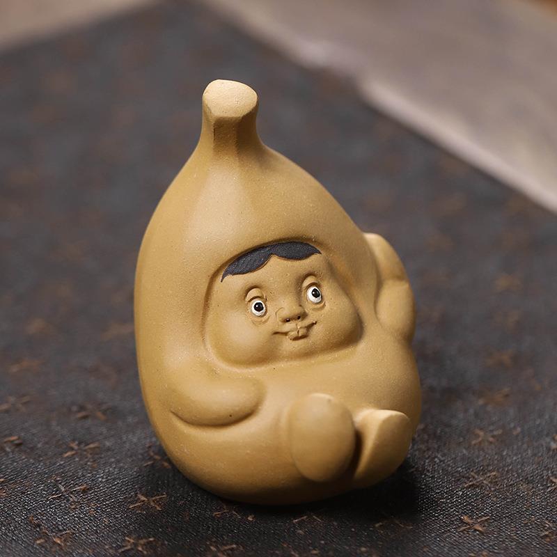 宜兴紫砂香蕉妹茶宠摆件手工段泥养茶玩茶盘茶具配件工艺品雕塑