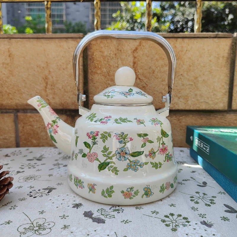 出口韩国加厚珐琅搪瓷烧水壶凉水壶煮咖啡壶茶壶户外野营餐厅酒店