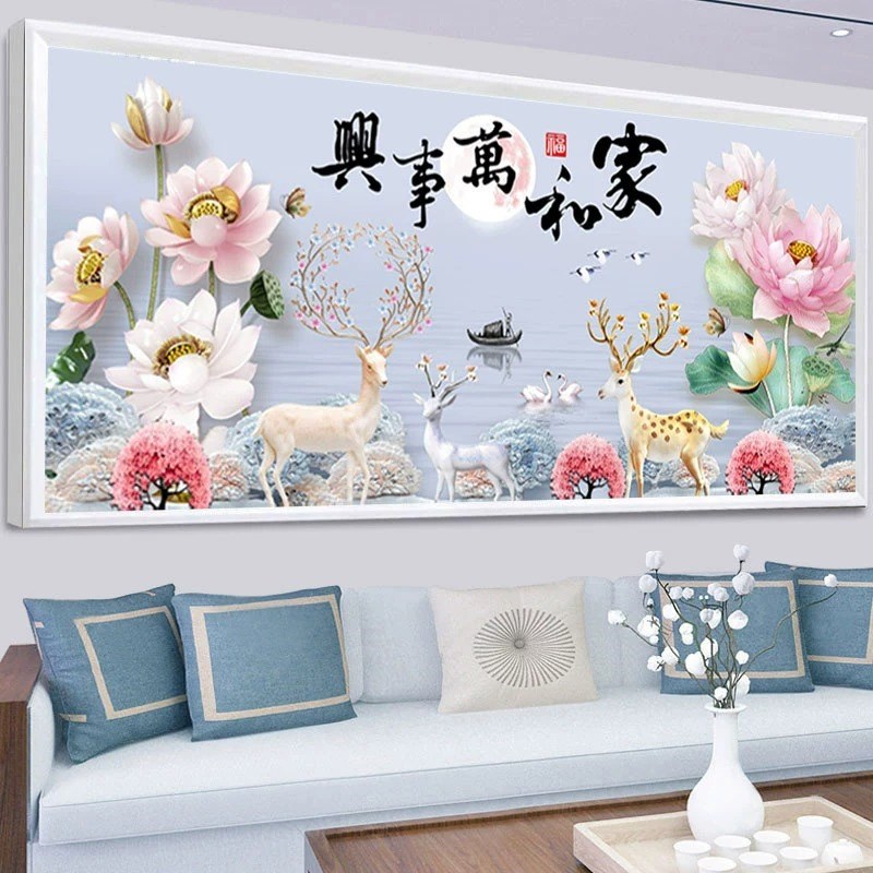 5d钻石画2025满钻新款客厅家和万事兴荷花十字绣水晶手工2024贴砖