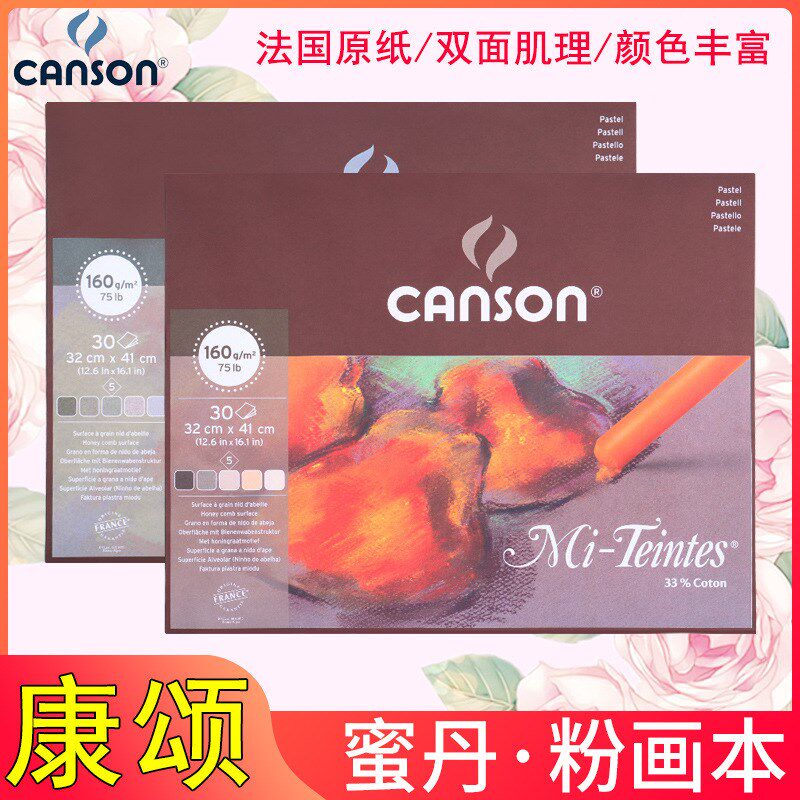 法国CANSON康颂蜜丹色粉笔专用纸本Mi-Teintes粉彩画棒本33%棉浆