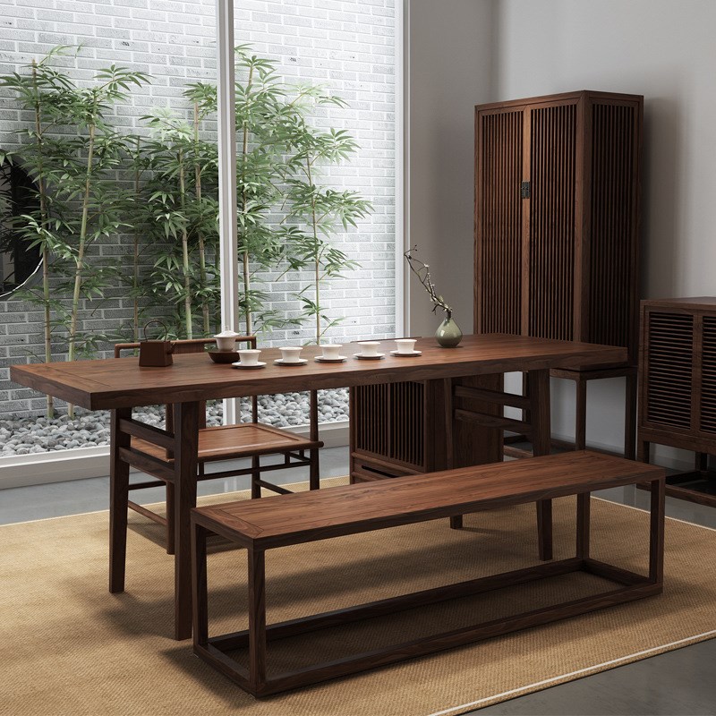 新中式榆木茶桌组合茶台 干泡茶桌客厅茶桌椅组合茶道桌