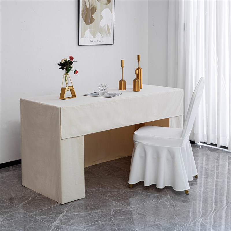 会议桌套长方形纯色简约展会桌甜品台桌套罩宴会桌布欧式