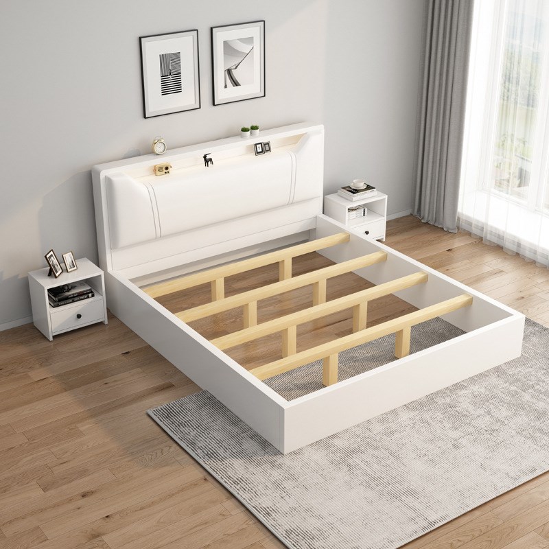 白色榻榻米板木结合箱体床宾馆1.8米双人大床加密床板民宿床