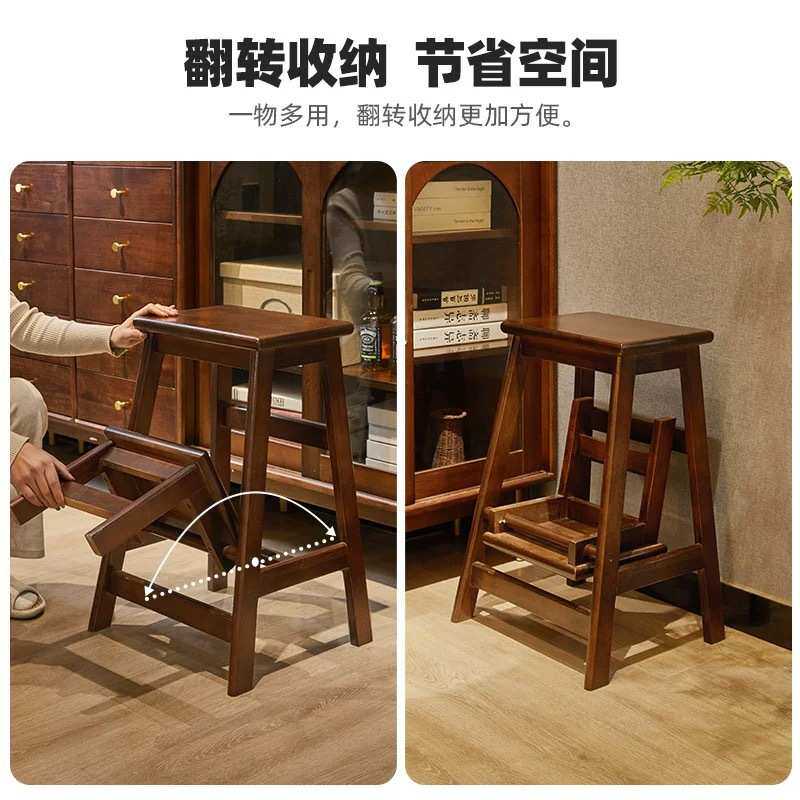 实木可折叠梯凳家用登高凳子两用梯子楼梯椅子木质板凳高