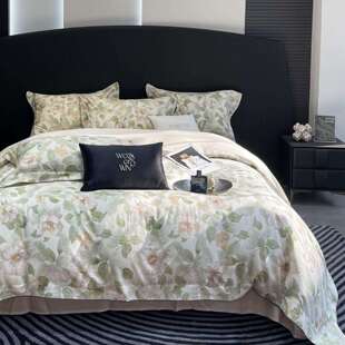 A类100支兰精天丝四件套夏季莱赛尔丝滑床单被套高端轻奢春夏款