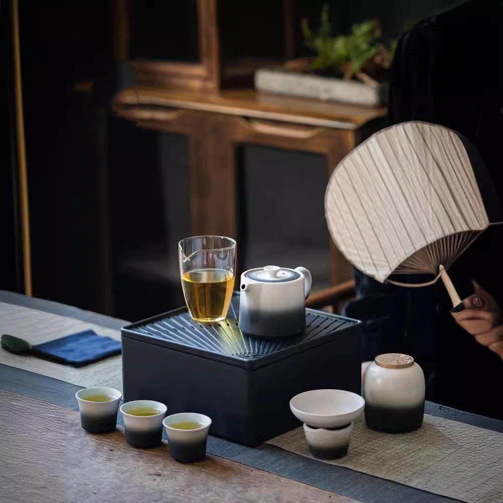 窑变渐变黑白户外露营旅行茶具陶瓷便携式快客杯一壶三杯泡茶小套,模玩/动漫/周边/娃圈三坑/桌游,模型制作工具/辅料耗材,淘宝优惠券,粉丝福利购,淘宝优惠卷