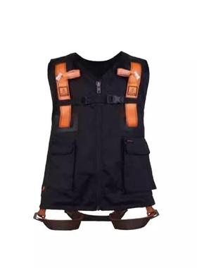 代尔塔501015安全带荧光马甲式双挂点坠落防护高空作业安全带黑色