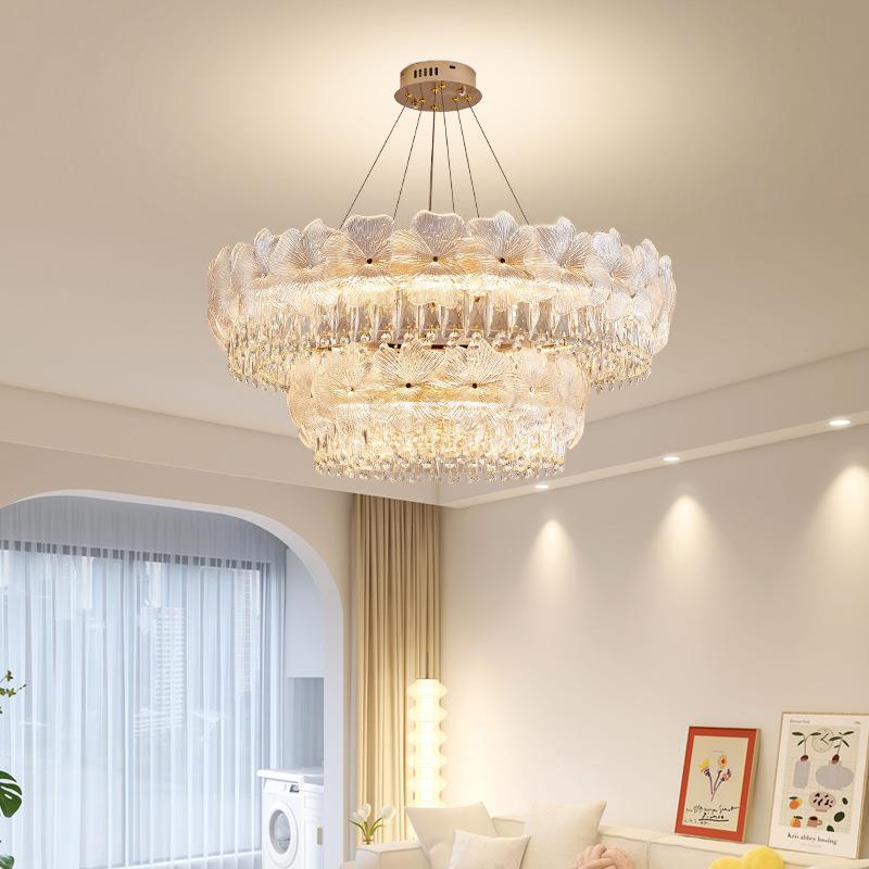 法式轻奢水晶吊灯大气客厅主灯2024新款奶油简约餐厅卧室中山灯具
