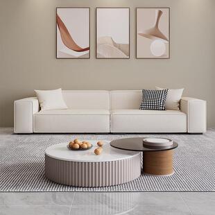 意式极简豆腐块沙发奶油风小户型北欧简约现代客厅科技布直排沙发