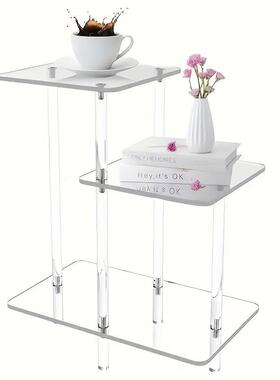 跨境亚克力方形3层台阶桌10in透明色适用客厅卧室方形亚克力