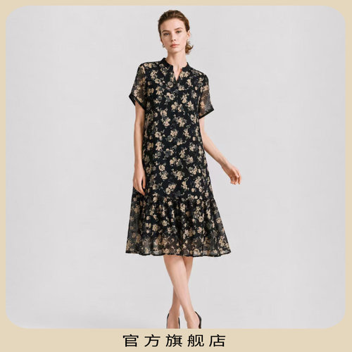 KLOVA夏季法式优雅碎花连衣裙