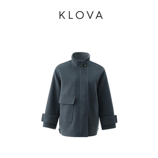【KLOVA】冬季鸽羽灰经典立领加棉短装外套 【H】 SY5528(UN)