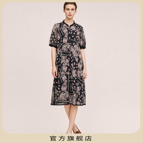 时尚复古风A版宽松圆领连衣裙