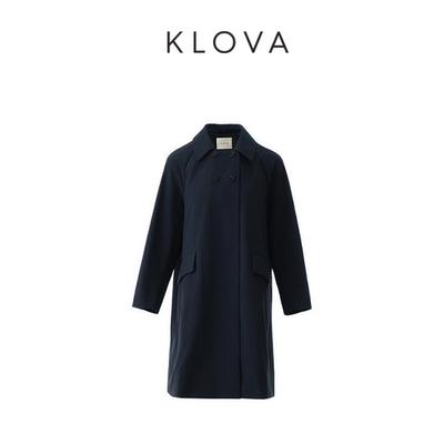 【KLOVA】春秋青黛蓝翻领双排扣风衣  FW6242(UN)B