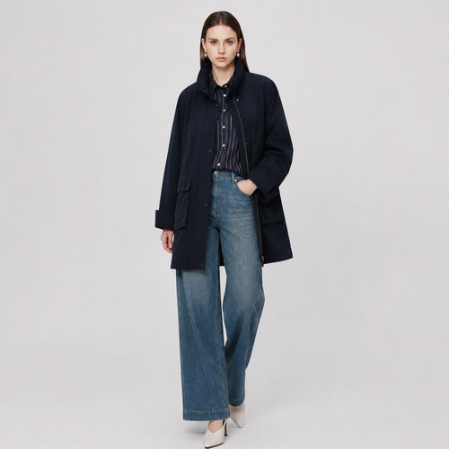 【专柜同款】26秋新品深海蓝中长女士风衣FW7312(UN)