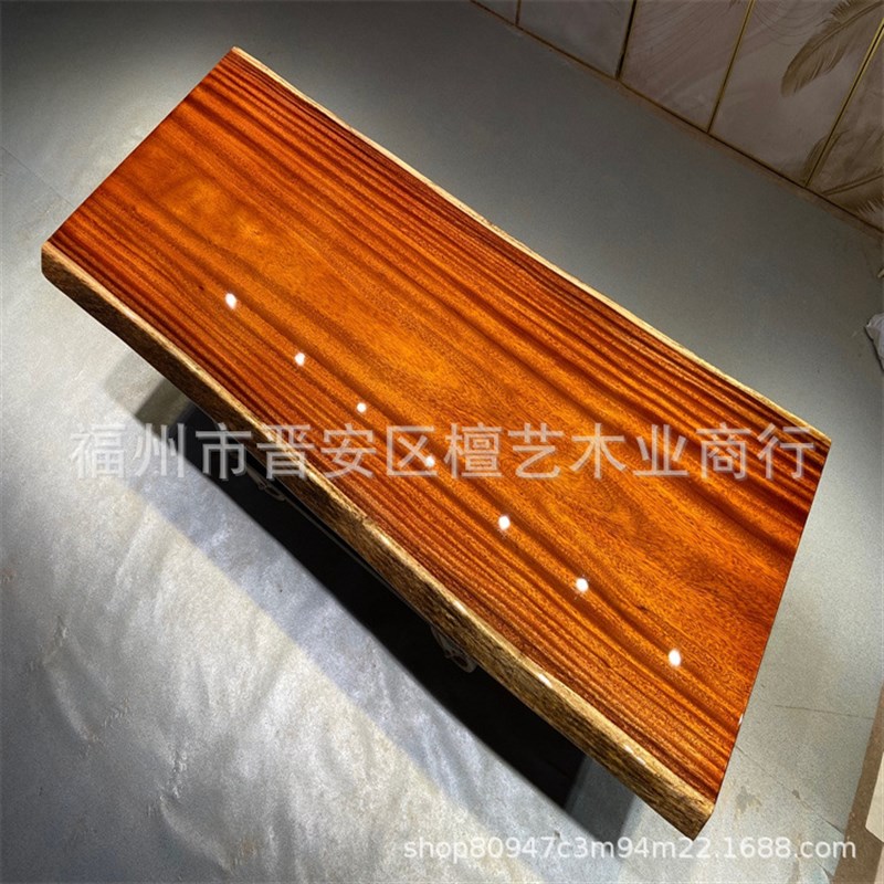 奥坎黑金檀实木大板桌2米3米现货原木整板黑檀茶桌老板电脑会议桌