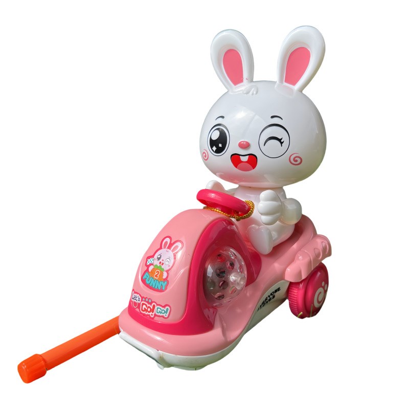 元宵节送女孩电动萌兔特技摇摆粉色三轮滑板车音乐灯光小白兔灯笼