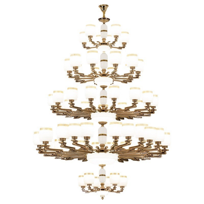 新中式复式楼别墅客厅大吊灯中空楼中楼挑高跃层大厅三层四层灯具