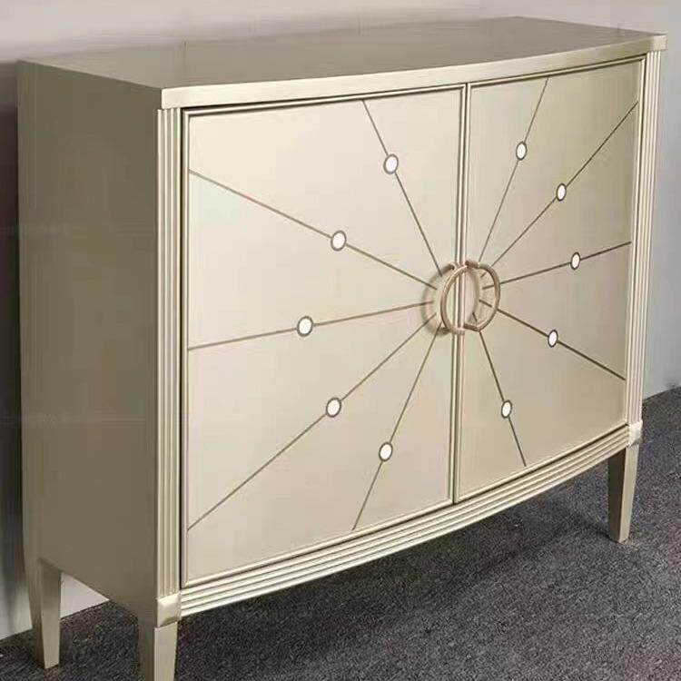 美式实木玄关柜简约轻奢入户门厅柜装饰柜香槟色门厅储物柜整装