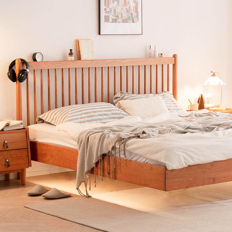 北欧1.8米悬浮实木床1.5主卧室樱桃木简约家具日式温莎双人床婚