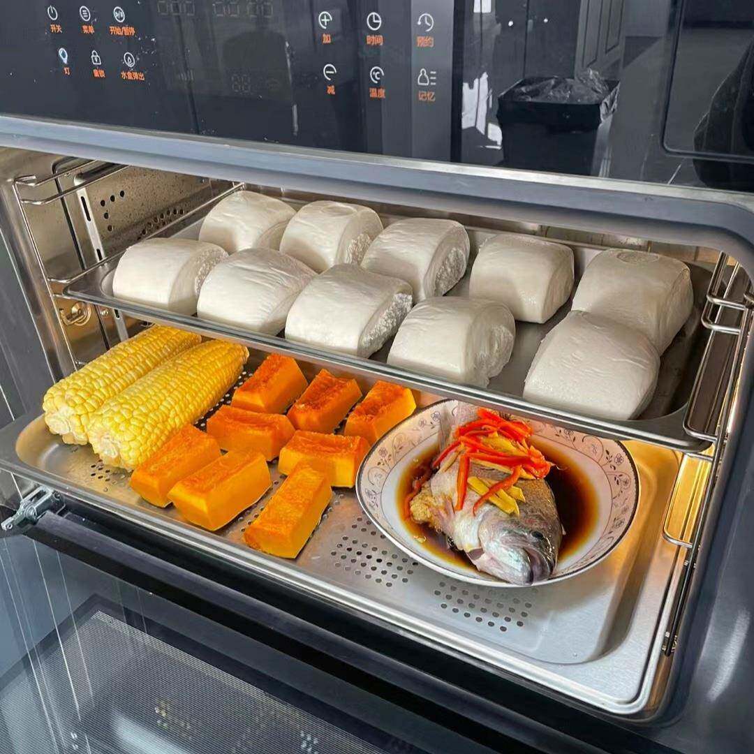 集成灶蒸箱蒸柜用304不锈钢蒸盘有孔无孔适用多型号尺寸烤盘蒸饭