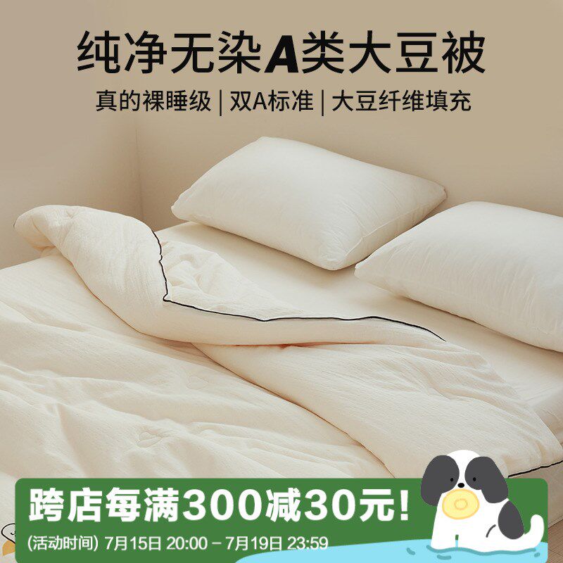无染A类大豆被 优质大豆纤维水洗全棉提花蓬松春秋被保暖加厚冬被