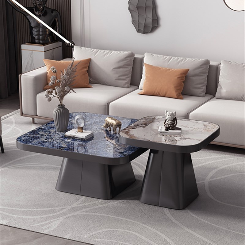 意式轻奢现代极简潘多拉岩板茶几客厅家用方形高级电视柜组合简约