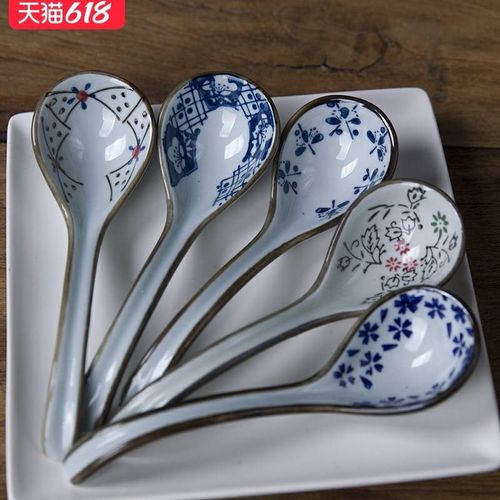 和风四季 调羹饭勺 日式勺子 陶瓷勺面碗勺家用瓷勺个性汤勺