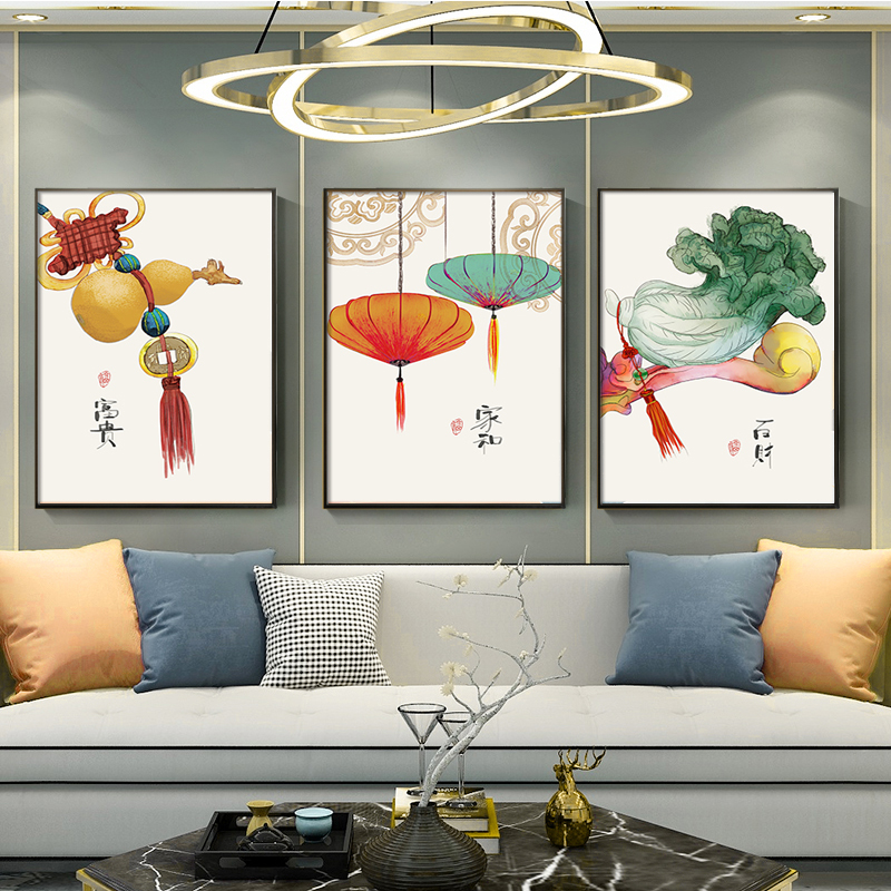 钻石画满钻2021新款点贴钻三联画客厅十字绣线绣饭厅餐厅挂画带框