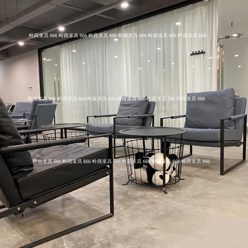 意式轻奢咖啡厅奶茶店休闲超纤皮沙发餐椅休闲轻食店铁艺桌椅组合