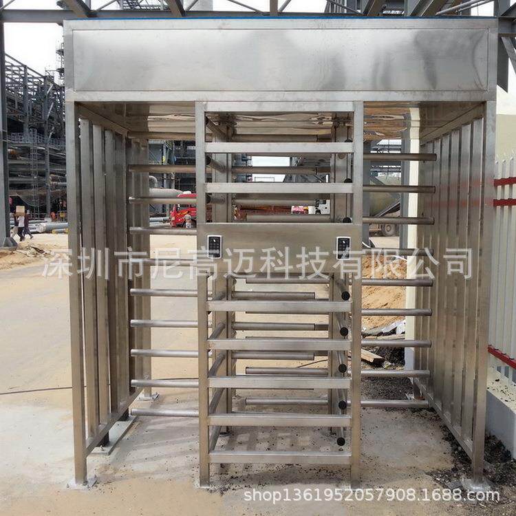 全高式双通道单向旋转门,看守所监狱十字栅栏电动门,吴忠90度滚闸