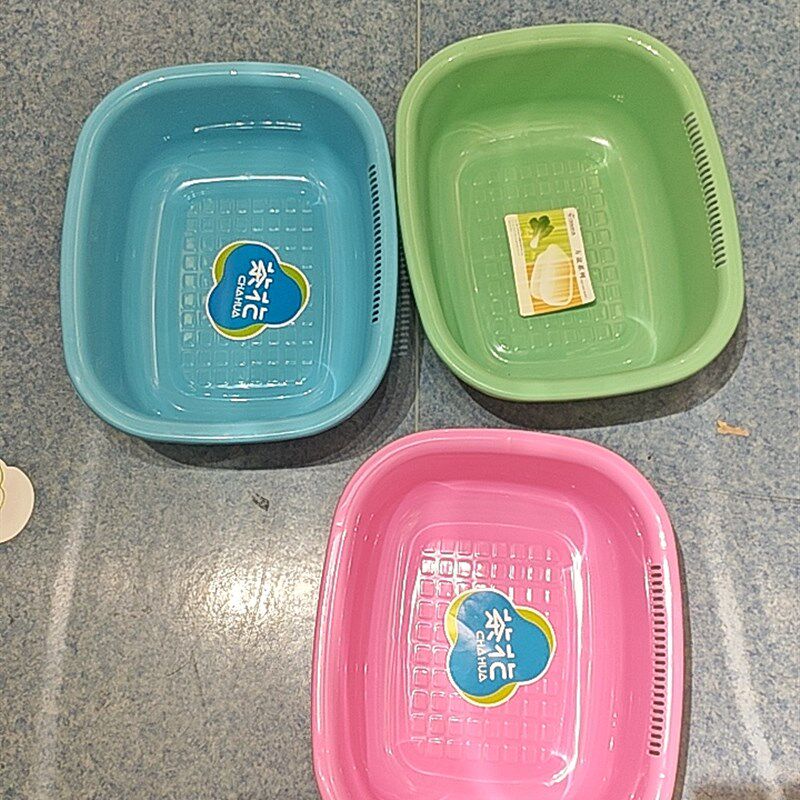 茶花0414长方盆加厚塑料洗菜盆子沥水方盆加厚长方形洗脸盆洗手盆