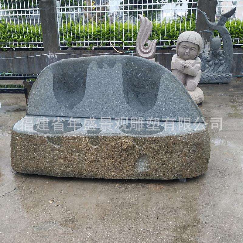 石材靠背座椅公园景观石雕摆件 长条椅子厂家 大理石长凳