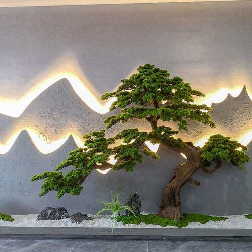 仿真松树新中式迎客松假树绿植落地摆件玄关装饰造景室内楼梯景观
