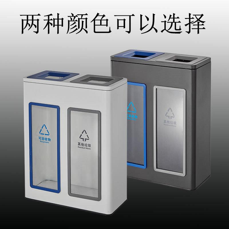 简约地铁机场亚克力透明垃圾桶不锈钢烤漆白色商用方形带盖垃圾桶