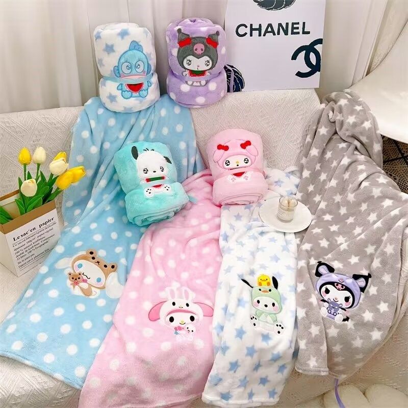 日式可爱卡通卷毯珊瑚绒毯子午睡枕多功能空调毯法兰绒毯儿童毛毯