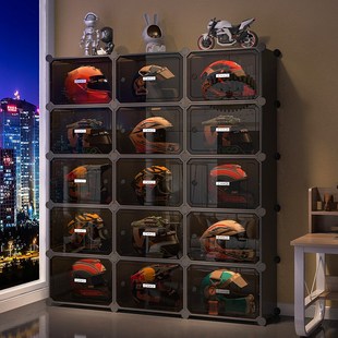 头盔收纳柜放置摩托车帽子的展示盒大容量家用机车装备落地摆放架