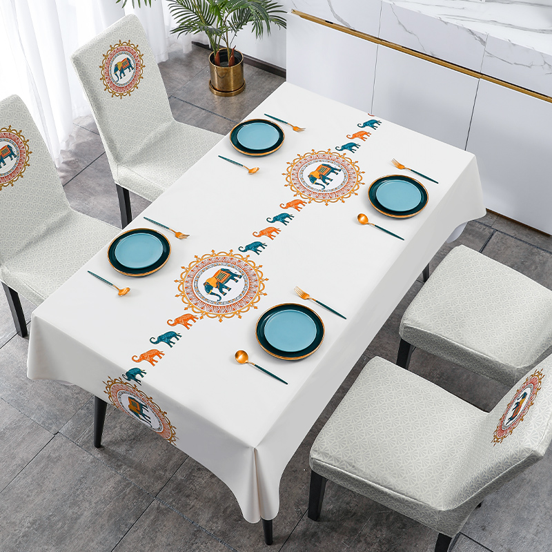 简约现代轻奢高级感家用桌布防水防油免洗餐桌椅子套家用布艺套装