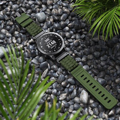 适用佳明fenix7xpro 8尼龙编织伞绳透气战术泰铁时安夺2快拆表带